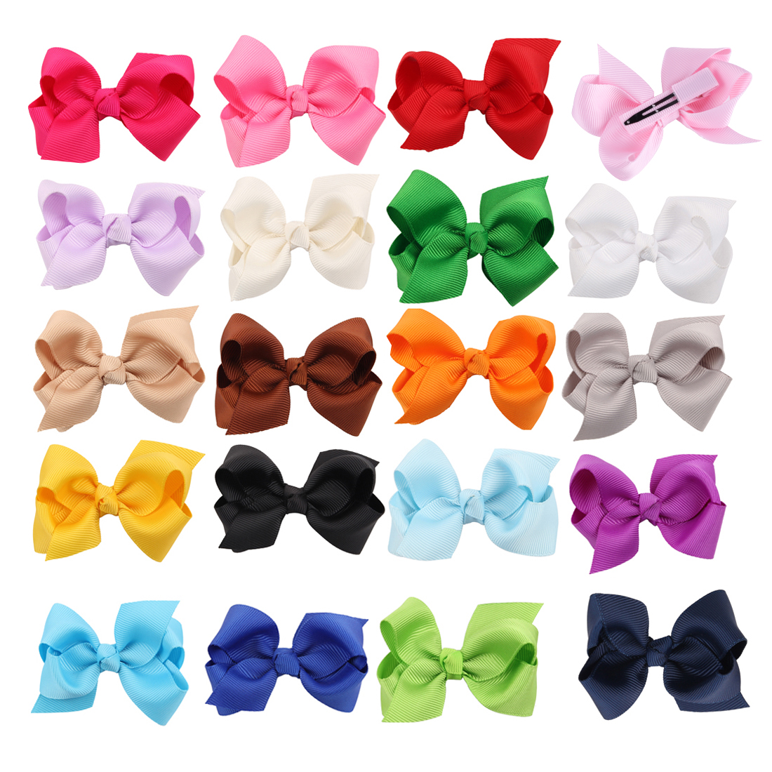 20 Pcs 3 " Boutique Girls Hair Bows Hair Clips For Baby Girls Toddlers