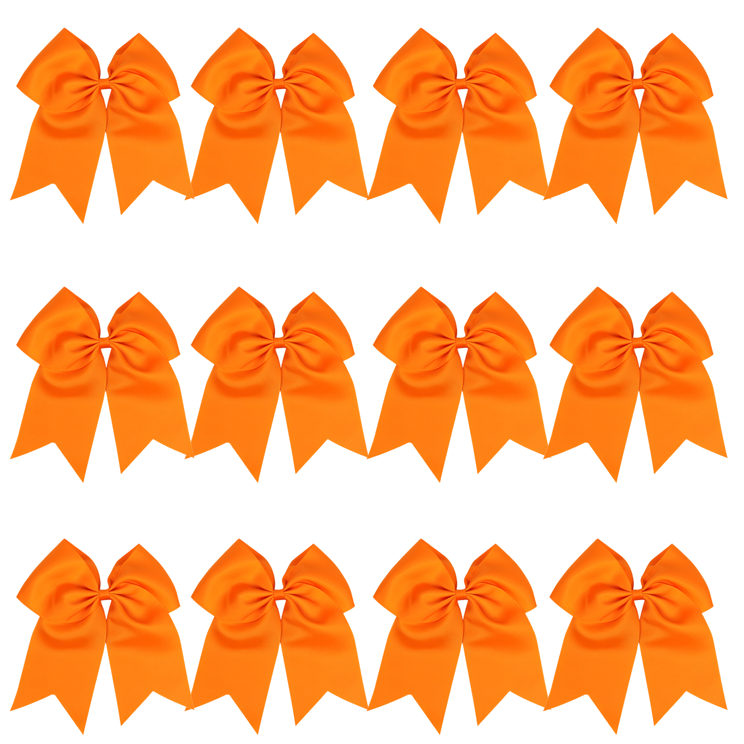12 Pcs 8“ Orange Jumbo Cheer Bows Ponytail Holder Cheerleading Bows Hair Tie for Teens Girl