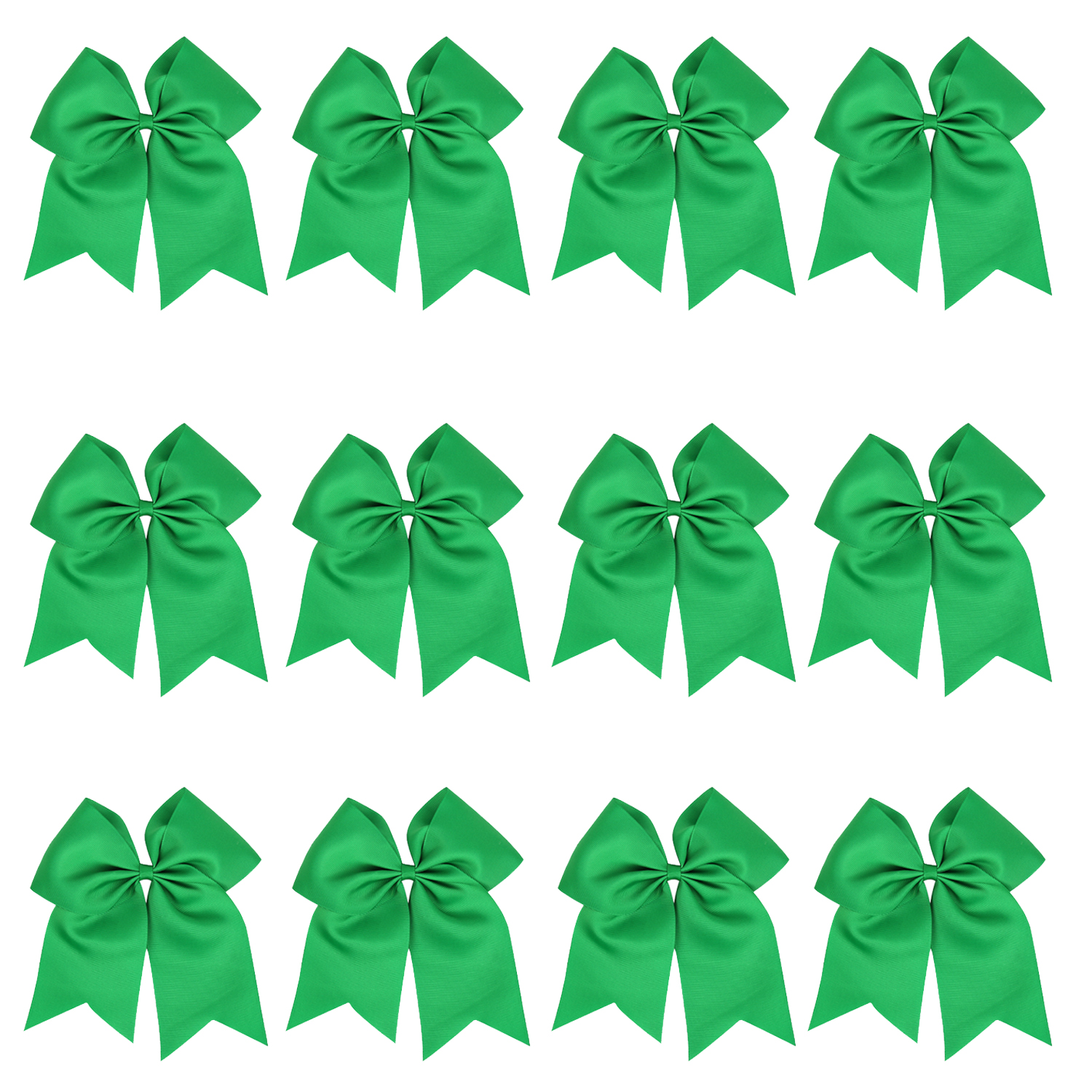 12 Pcs 8“ Green Jumbo Cheer Bows Ponytail Holder Cheerleading Bows Hair Tie for Teens Girl