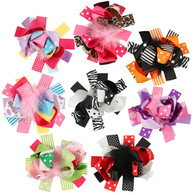 8 pcs 5 " Boutique Stacks Girls Hair Bows Hair Clips For Baby Girls Toddlers