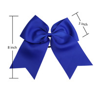 12 Pcs 8“ Blue Jumbo Cheer Bows Ponytail Holder Cheerleading Bows Hair Tie for Teens Girl