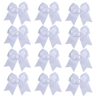 12 Pcs 8“ White Jumbo Cheer Bows Ponytail Holder Cheerleading Bows Hair Tie for Teens Girl