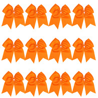 12 Pcs 8“ Orange Jumbo Cheer Bows Ponytail Holder Cheerleading Bows Hair Tie for Teens Girl