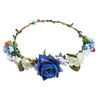 Blue Rose Flower Crown for Wedding Festival Headband Flower Wreath Garland Headpiece for Women Wedding
