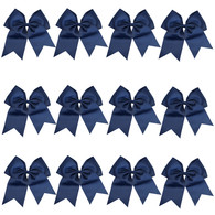 12 Pcs 8“ Navy blue Jumbo Cheer Bows Ponytail Holder Cheerleading Bows Hair Tie for Teens Girl